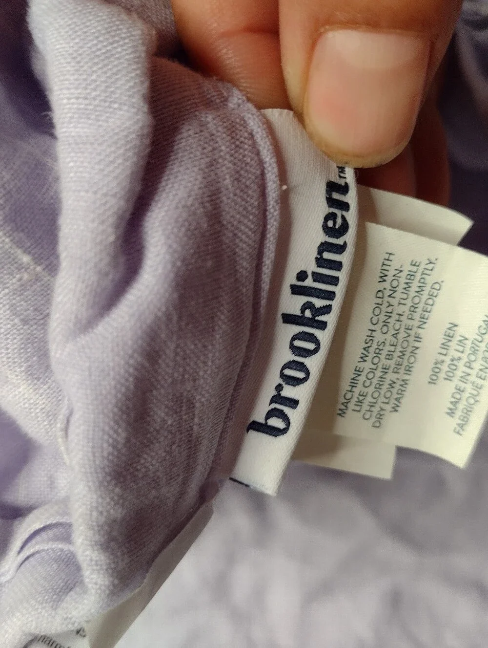 Brooklinen Linen Duvet Cover Full/Queen Lavender Purple Striped S1